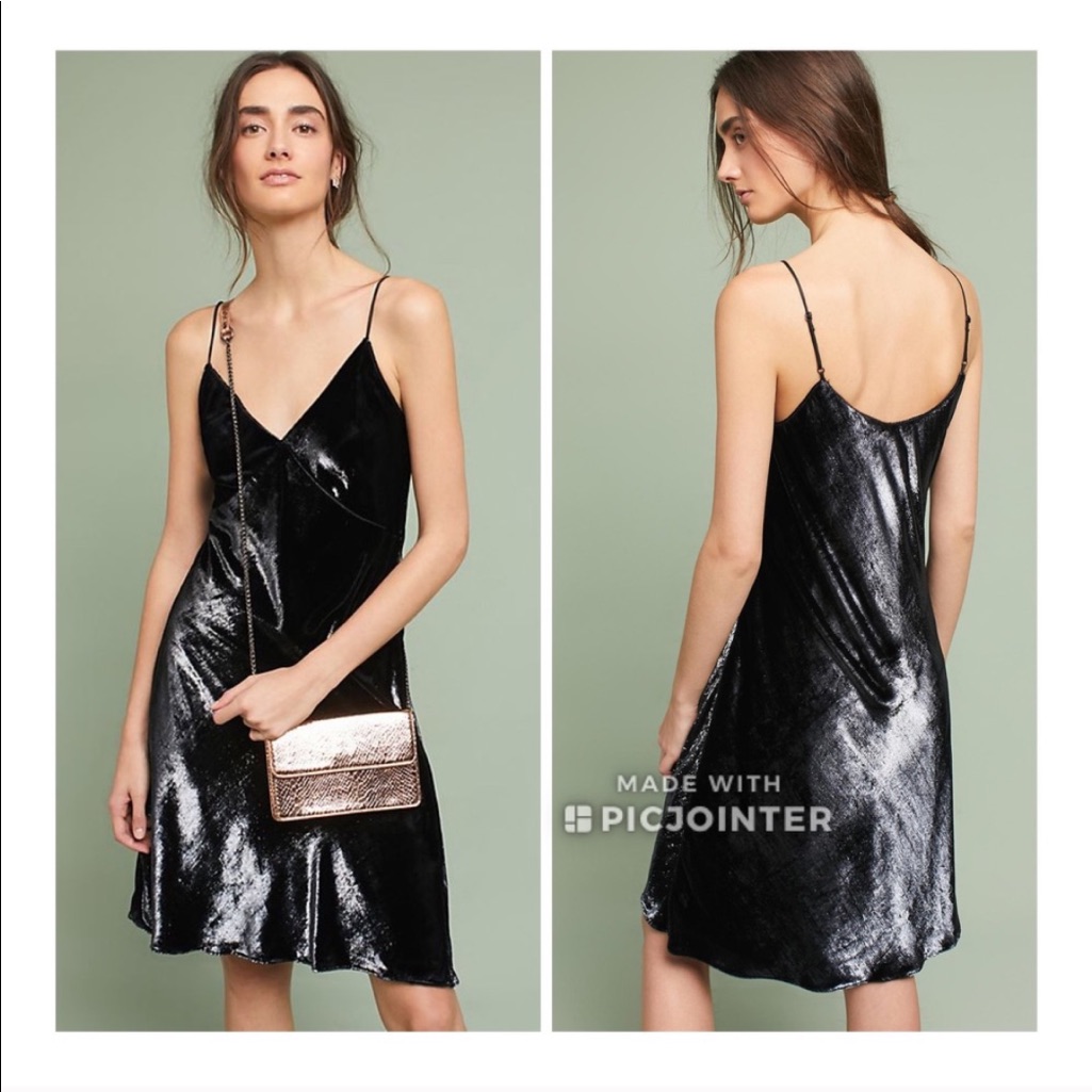 Bailey 44 Mira Velvet Wrap Dress S Silver Black Slip Anthropologie Duochrome